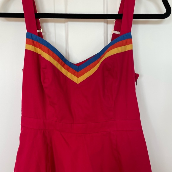 ModCloth Red Cotton Spring Dress. - Picture 8 of 11